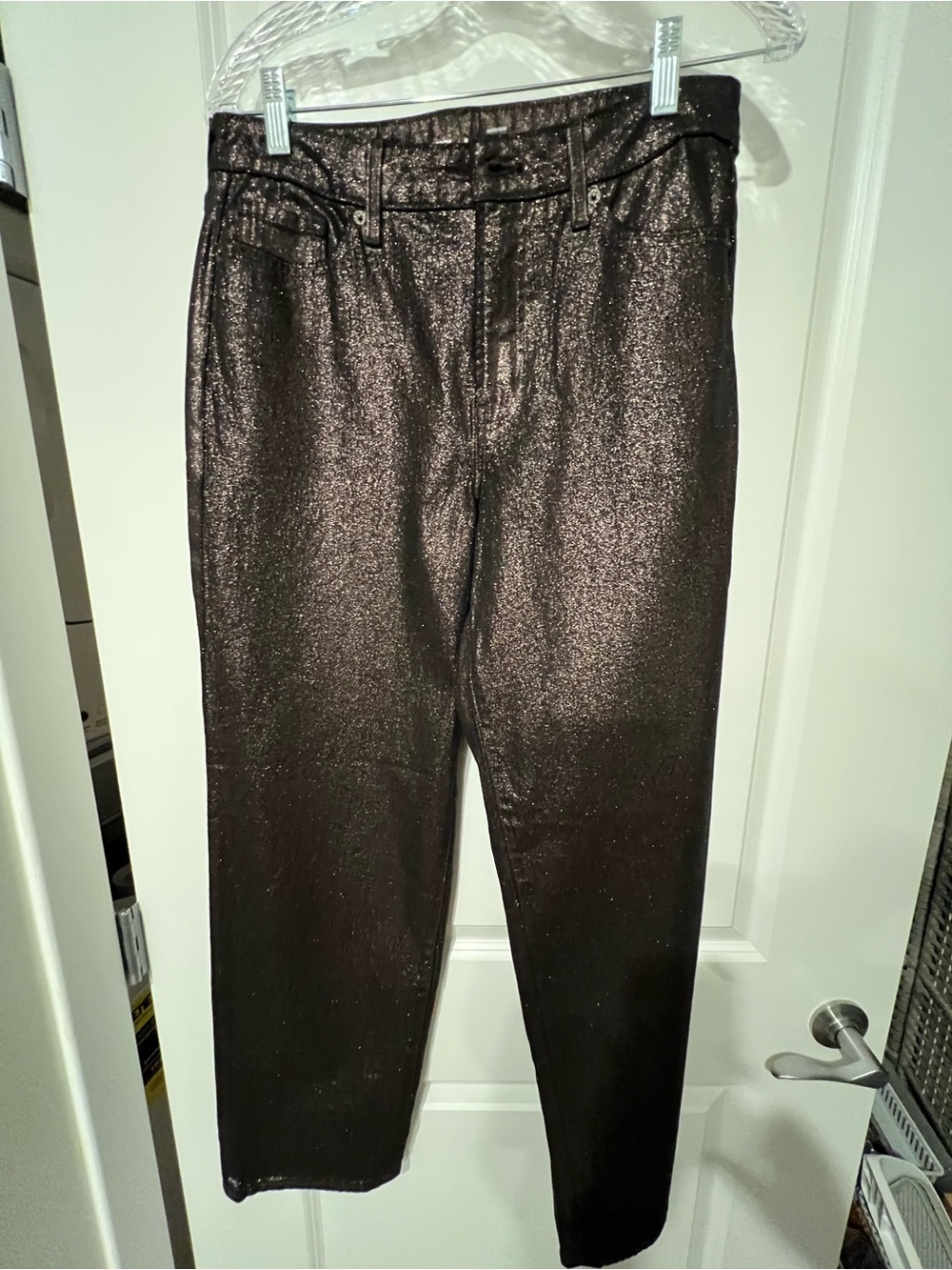 Metallic Brown Women’s Straight-Leg Pants